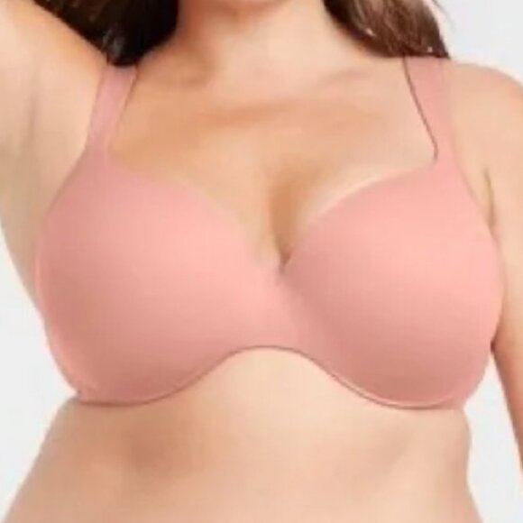 Auden women's plus size 'Smooth Balconette' Dusty Rose Mauve Padded Bra sz 46 DD - Picture 1 of 12